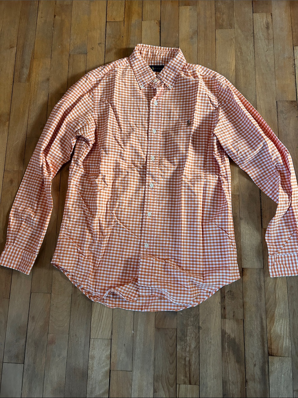 Ralph Lauren Men's Orange Gingham Button-Down Shirt